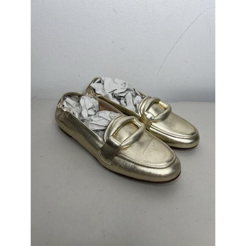 Ron White Fibi Metallic Leather Flat Loafers Platino Gold Size 37 & 37.5